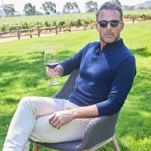 Collars & Co Polo Sweater Mens 3XL Navy Blue Merino Wool Bellagio Buttonless NWT